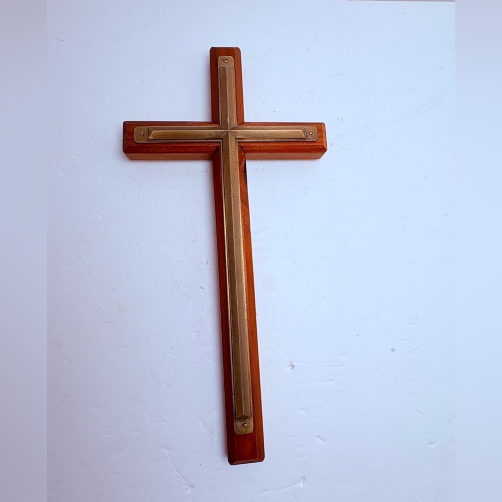 Vintage Wooden and Brass Cross/Crucifix